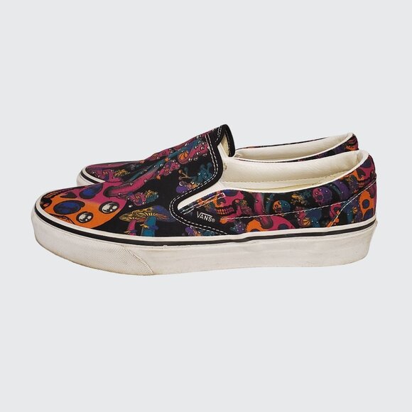 VANS Slip On Mushroom Skull Trippy Drip Psychedelic Mens 9 /Womens 10.5 - Picture 2 of 7